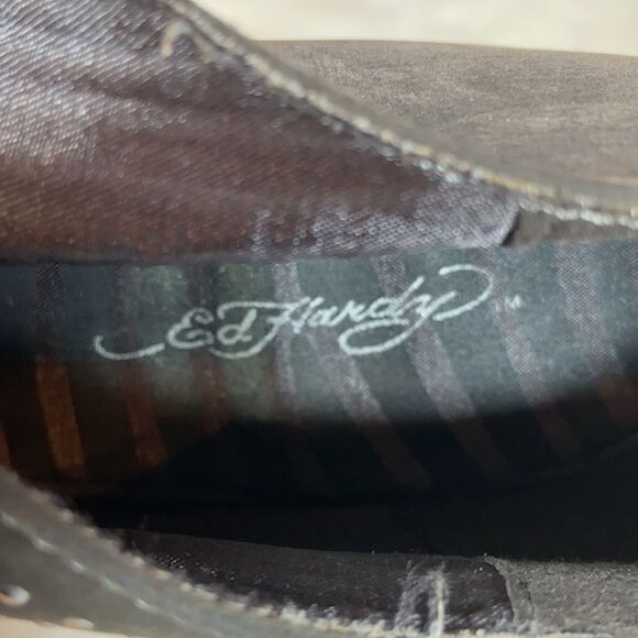 Ed Hardy Gray Suede Bootie Heels - Picture 5 of 7